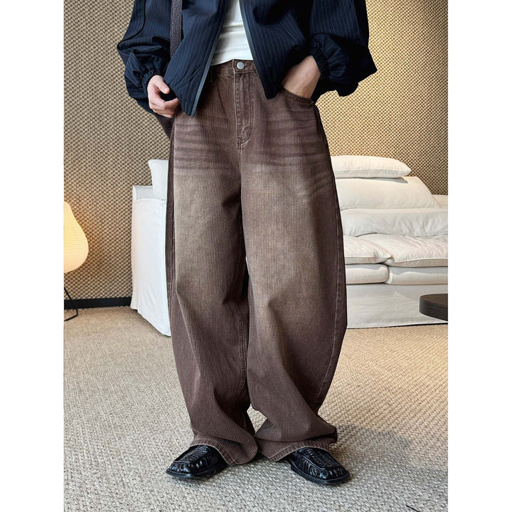 Damen Weite Cordhose mit hoher Taille und weitem Bein Drune