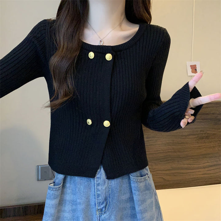 Damen Knitted Cardigan mit dekorativen Knopfdetails Drune