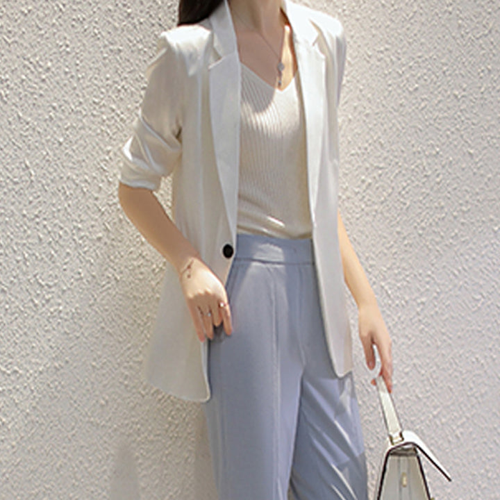 Damen Eleganter Blazer mit feinen Streifen Drune