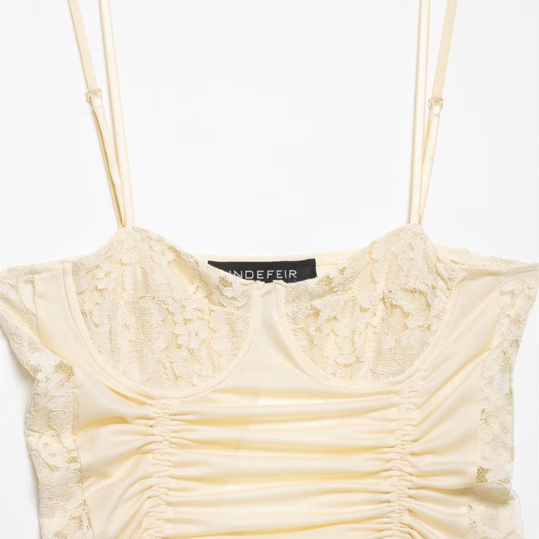 Damen Spitzeneinsatz Top Drune
