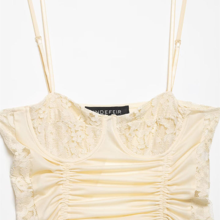 Damen Spitzeneinsatz Top Drune