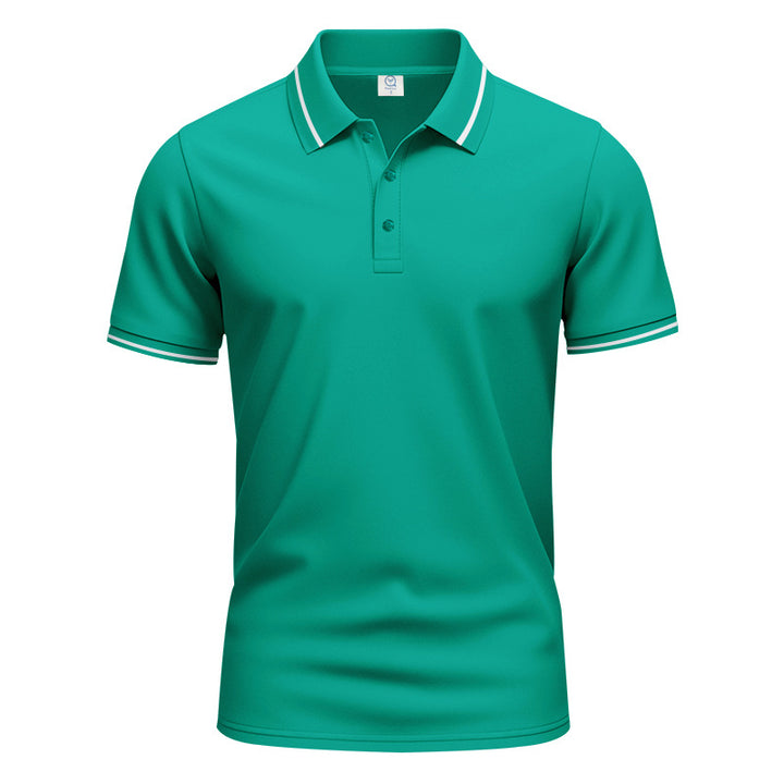 Herren nan atmungsaktives Interlock-Poloshirt mit Kontrast-Tipping, kurzer Knopfleiste und schmaler Silhouette Drune