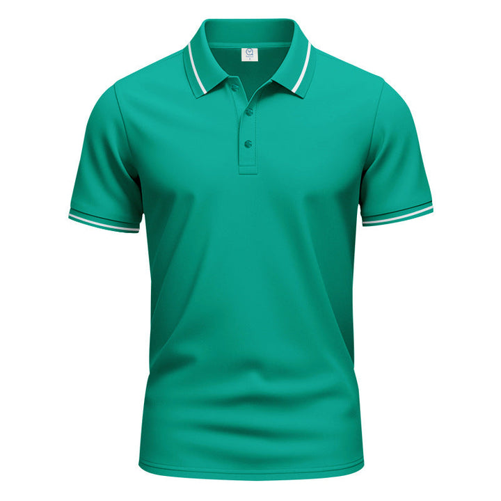 Herren nan atmungsaktives Interlock-Poloshirt mit Kontrast-Tipping, kurzer Knopfleiste und schmaler Silhouette Drune