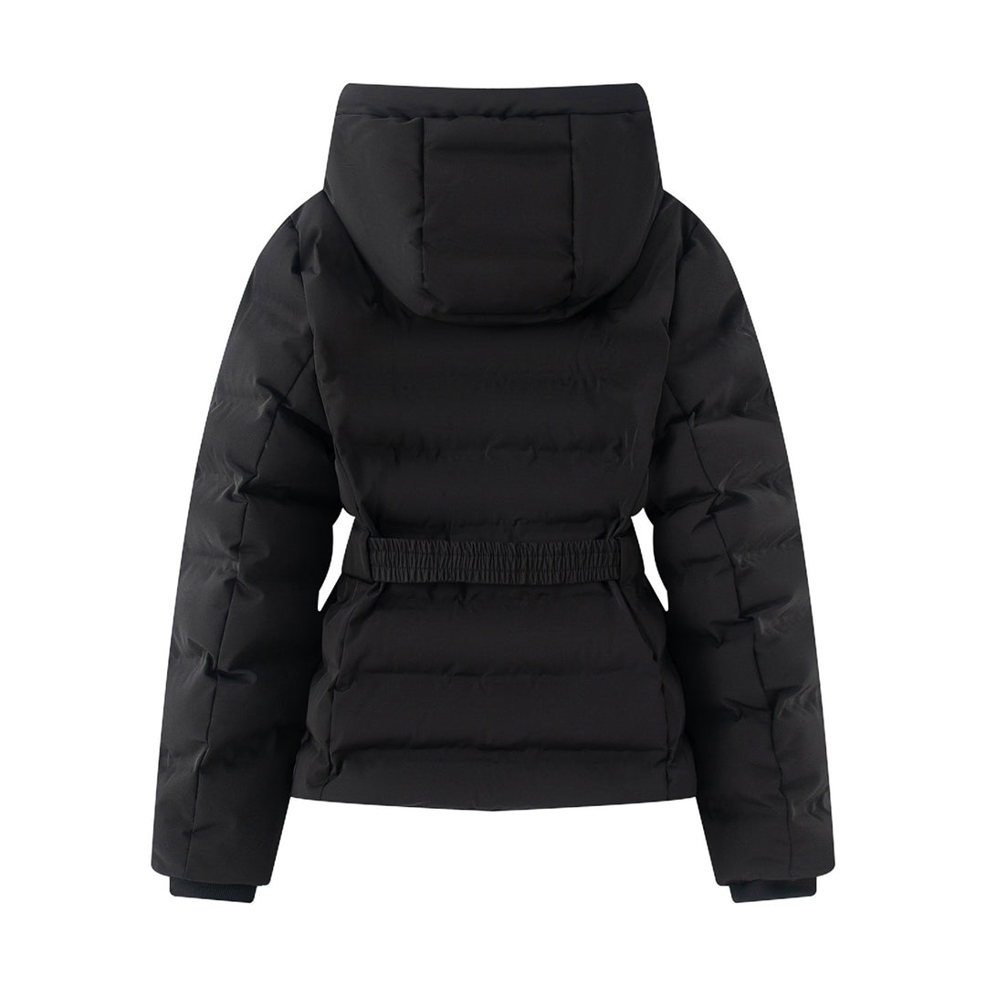 Damen nan taillierte gesteppte Winterjacke mit Kapuze, elastischem Taillengürtel und thermischer Synthetikfüllung Drune