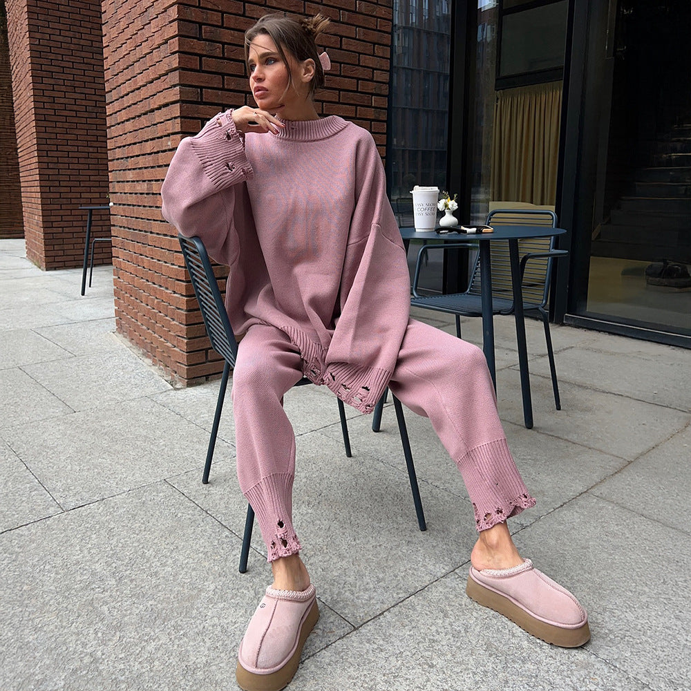 Damen Gemütliches Strickset aus weichem Material und weitem Schnitt Drune