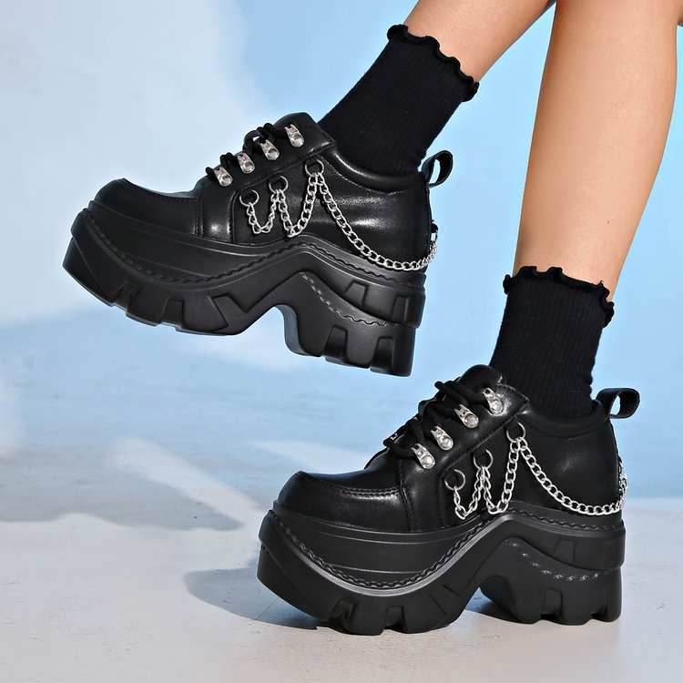 Damen Plateau-Chunky-Sneaker mit Metallketten und ausgeprägter Profilsohle Drune