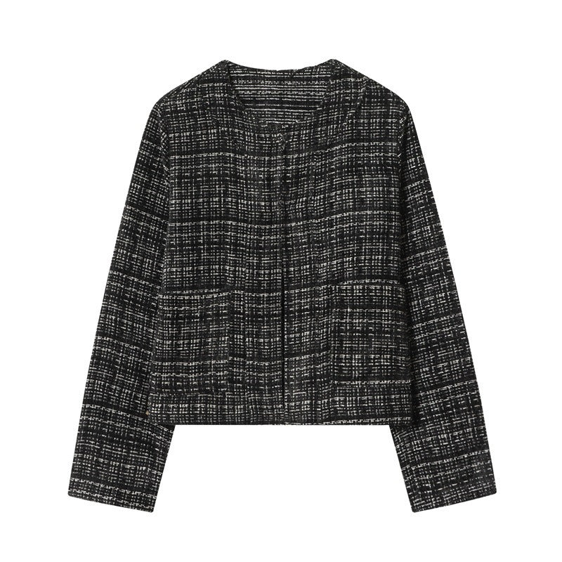 Damen Boxy-Tweedjacke im Bouclé‑Look mit verdeckter Knopfleiste und kastiger Silhouette Drune