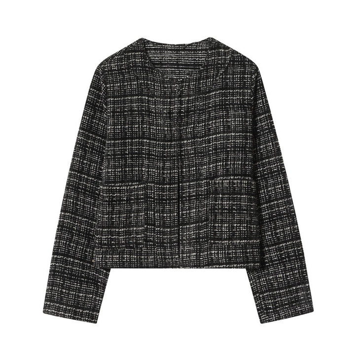 Damen Boxy-Tweedjacke im Bouclé‑Look mit verdeckter Knopfleiste und kastiger Silhouette Drune