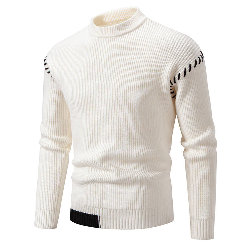 Herren modischer Strickpullover mit hohem Kragen und einzigartigem Zopfdesign Drune