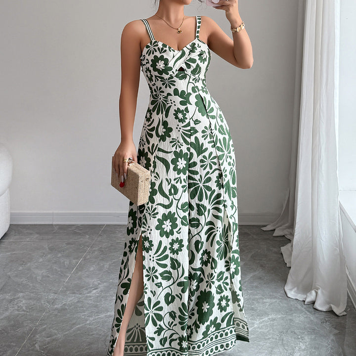 Damen Maxikleid mit tiefem Schlitz und floralem Muster Drune