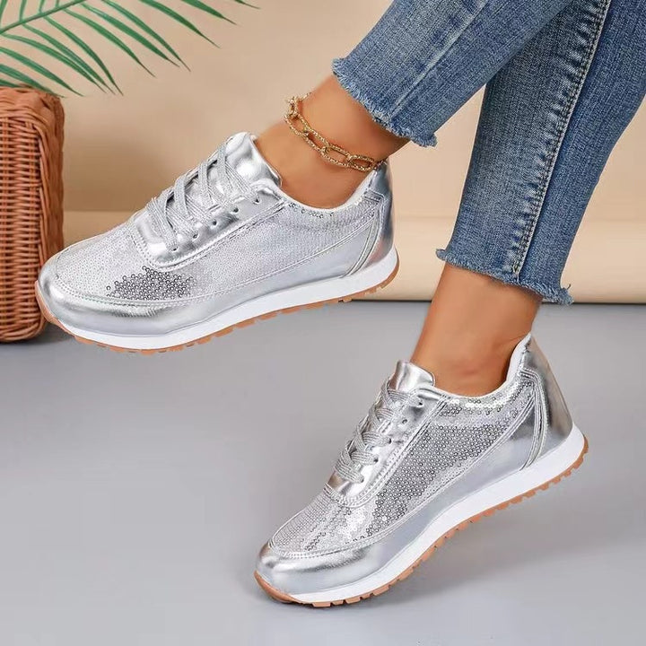 Damen modische Sneaker mit schimmerndem Obermaterial und rutschfester Sohle Drune