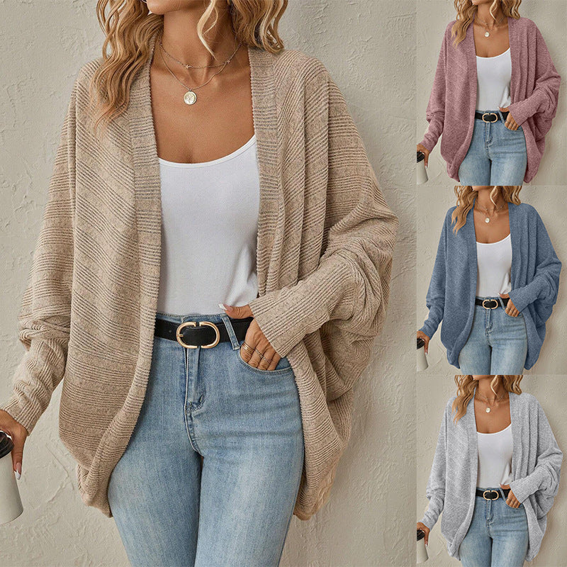 Damen lässige Strickjacke mit oversized Schnitt und lässigen Ärmeln Drune