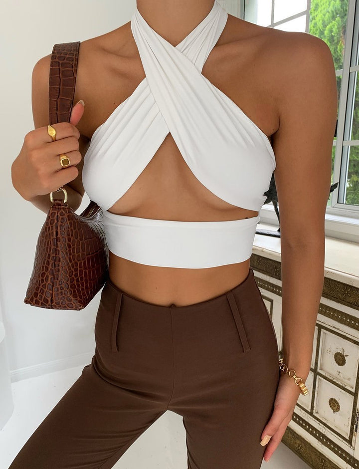 Damen Cropped Oberteil mit elegantem Schlaufen-Design Drune