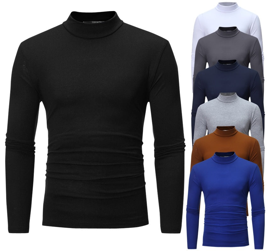 Herren nan tailliertes Langarm-Stehkragen-Shirt aus Stretchjersey Drune