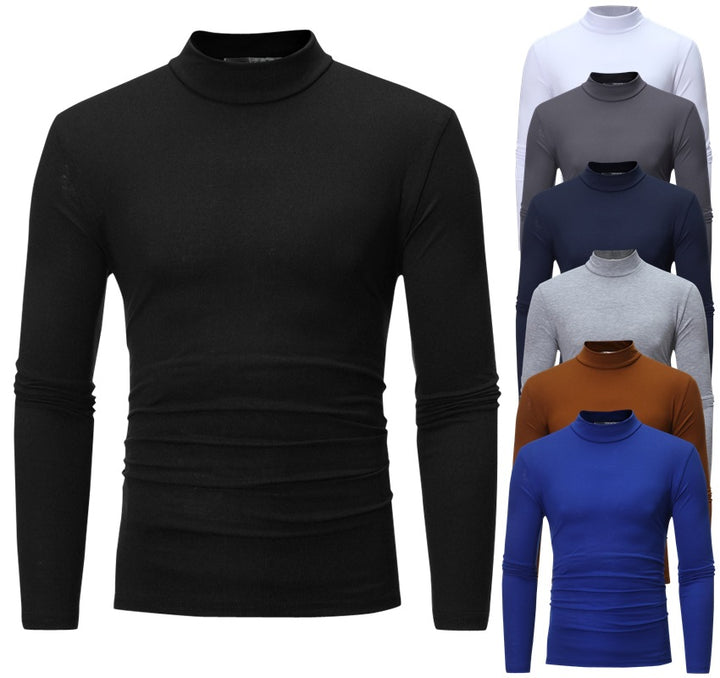 Herren nan tailliertes Langarm-Stehkragen-Shirt aus Stretchjersey Drune