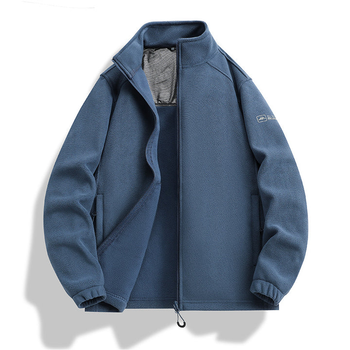 Herren Fleecejacke mit Stehkragen, Windabweisender Microfleece und Reißverschlusstaschen Drune