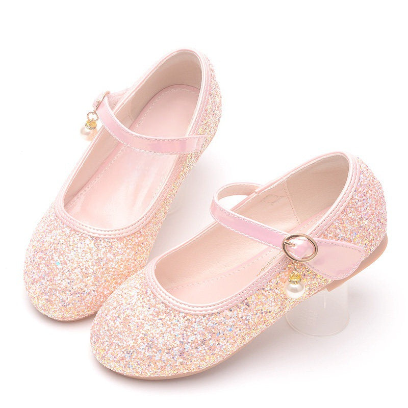 Mädchen Glitzernde Ballerinas mit Riemchen und Perlenapplikation Drune