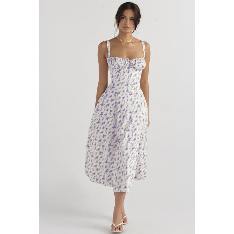 Damen Maxikleid mit floralem Design und elegantem Schlitz Drune