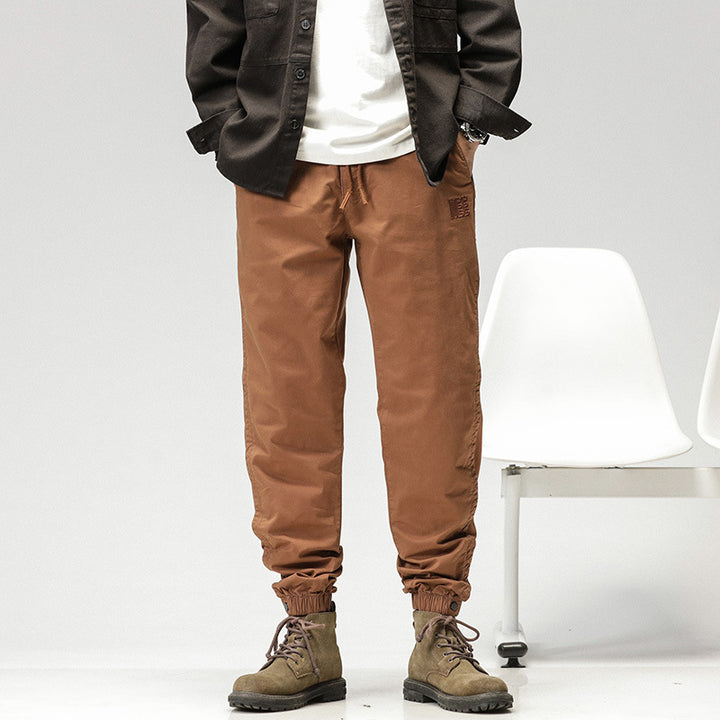 Herren Konisch geschnittene Utility-Joggerhose aus Baumwoll-Twill mit elastischem Bund und Kordelzug Drune