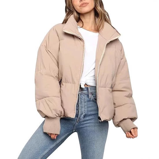 Damen Gesteppte Kurzjacke mit Stehkragen, wattierter Füllung und elastischen Bündchen Drune