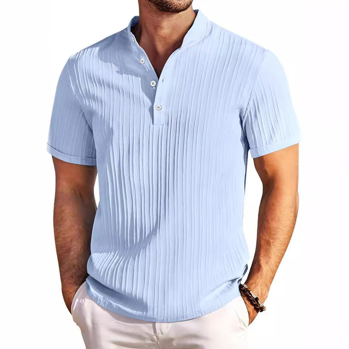 Herren Kurzarm Henley-T-Shirt mit strukturiertem Design Drune