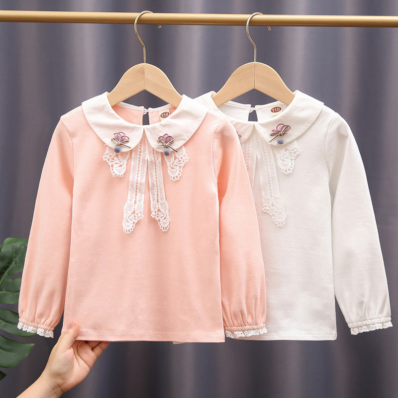 Damen elegante Bluse mit Spitzenapplikationen Drune