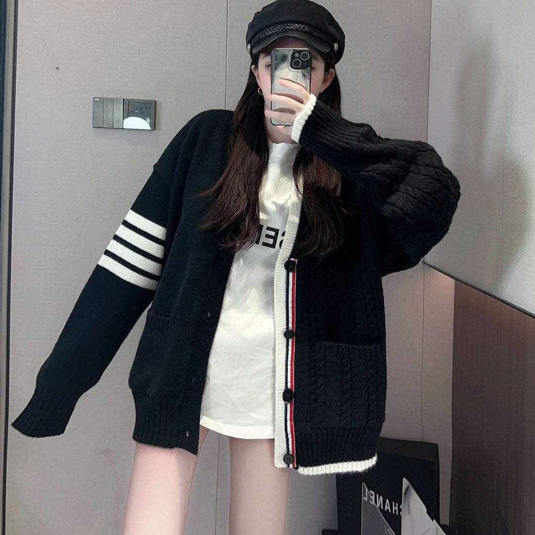 Damen Grobstrickjacke mit Kabelmuster und großzügigen Taschen Drune