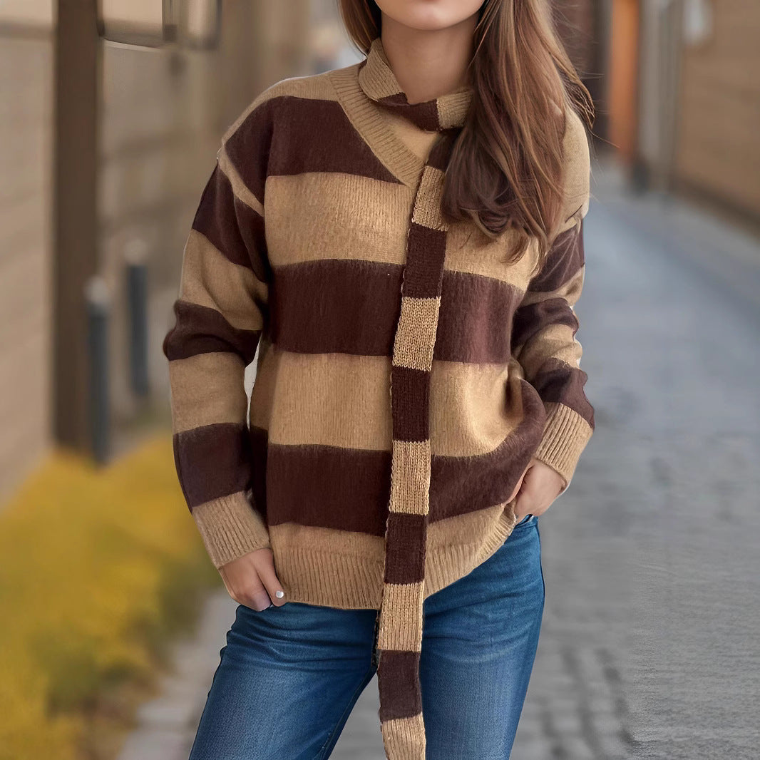 Damen lässiger Strickpullover mit besonderen Schlaufenakzenten Drune