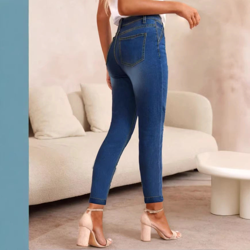 Damen High-Waist Skinny-Jeans aus elastischem Stretch-Denim Drune