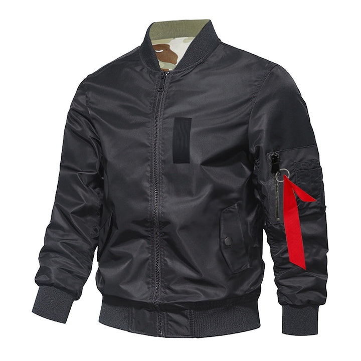 Men's  slim insulated flight-style bomber with zip utility sleeve and angled flap pockets Drune