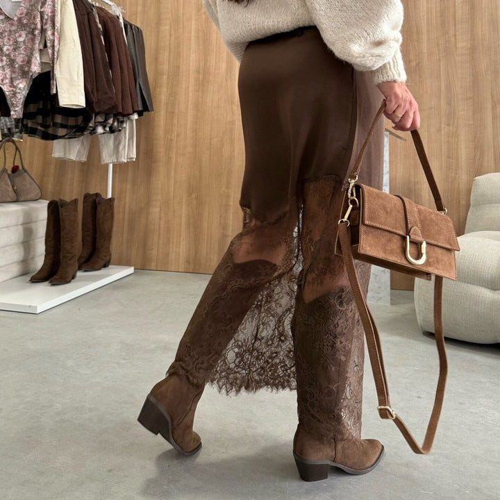Damen Eleganter Spitzenrock mit asymmetrischem Schnitt Drune