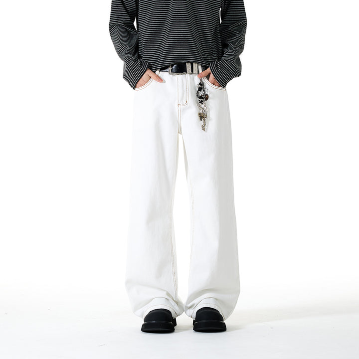 Damen Weite Cropped-Jeans mit hoher Leibhöhe und Kontrastnähten Drune