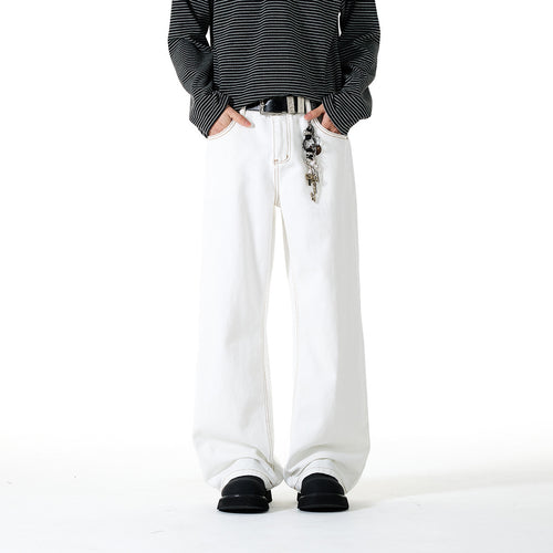 Damen Weite Cropped-Jeans mit hoher Leibhöhe und Kontrastnähten Drune
