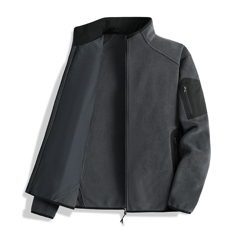 Herren Fleecejacke mit Stehkragen und Softshell-Einsätzen Drune