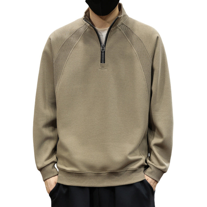 Herren Oversize-Halbzip-Sweatshirt mit hohem Stehkragen, Raglanärmeln & gerippten Abschlüssen Drune