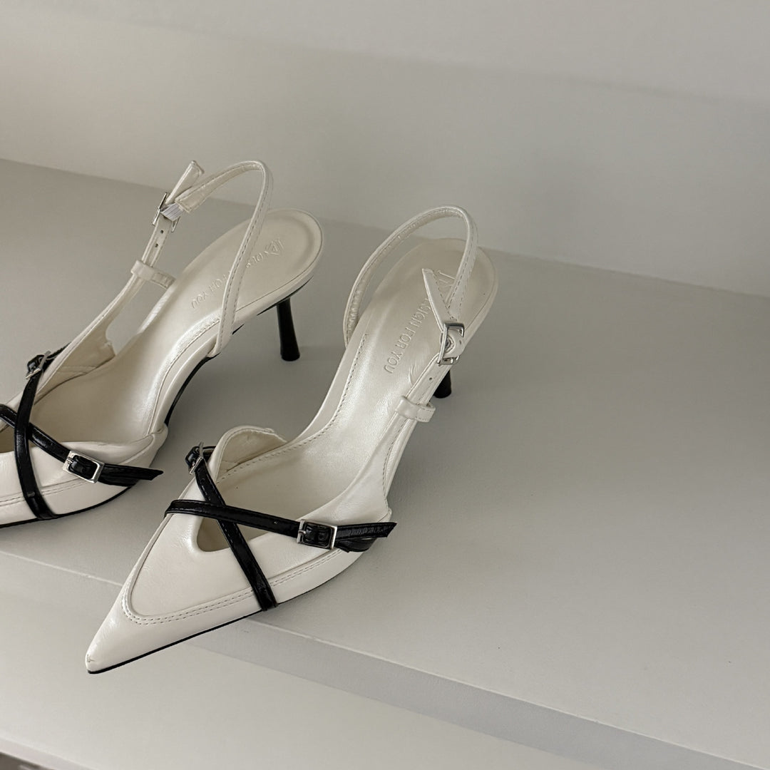 Damen Slingback Pumps mit stilvollem Überkreuzriemen Drune