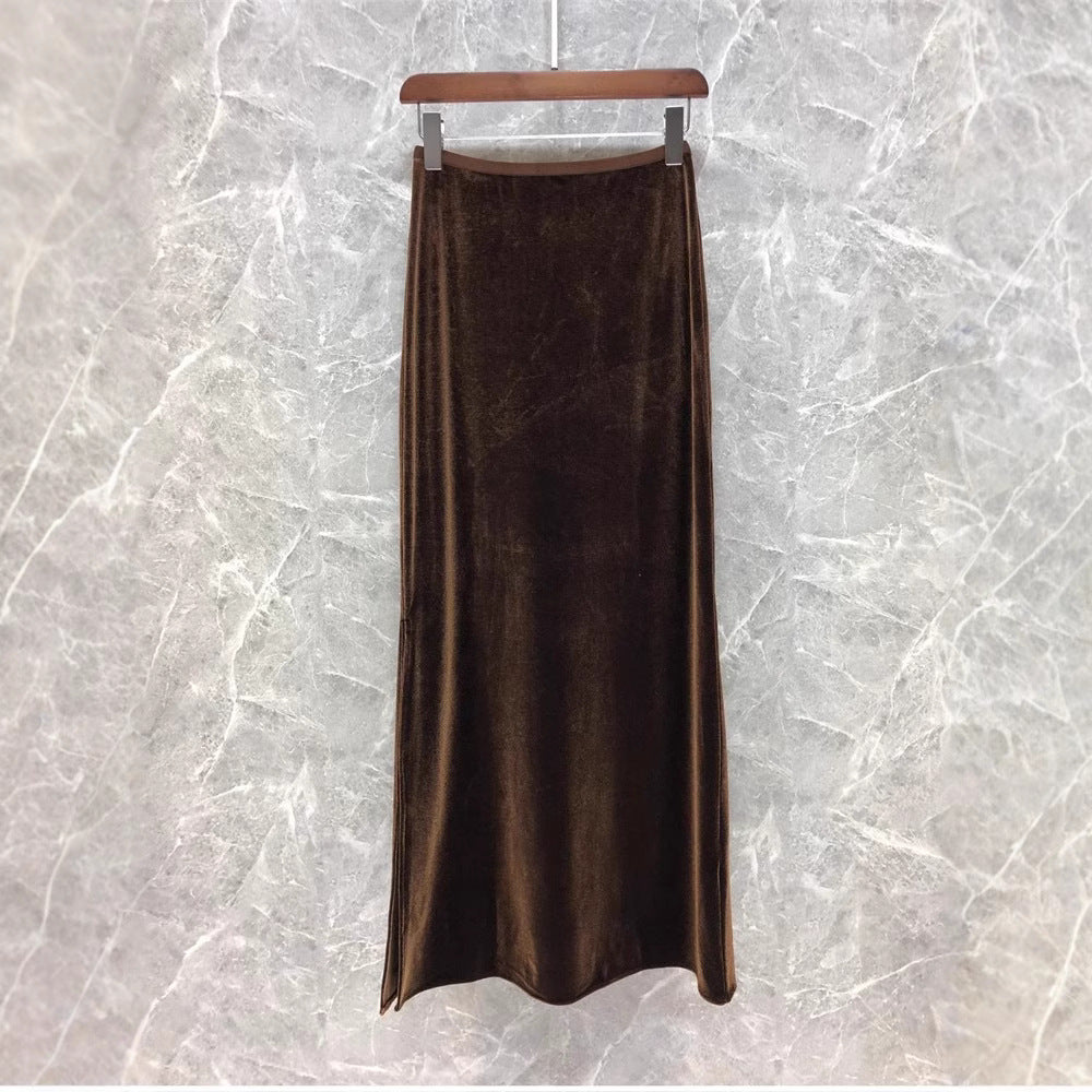 Damen Eleganter Maxirock aus schimmerndem Material Drune