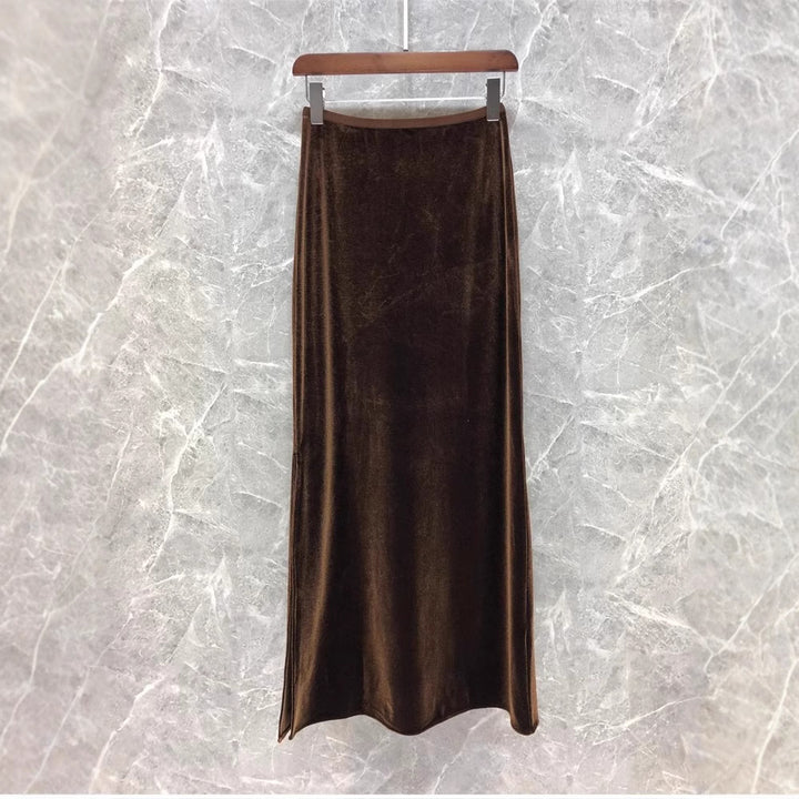 Damen Eleganter Maxirock aus schimmerndem Material Drune