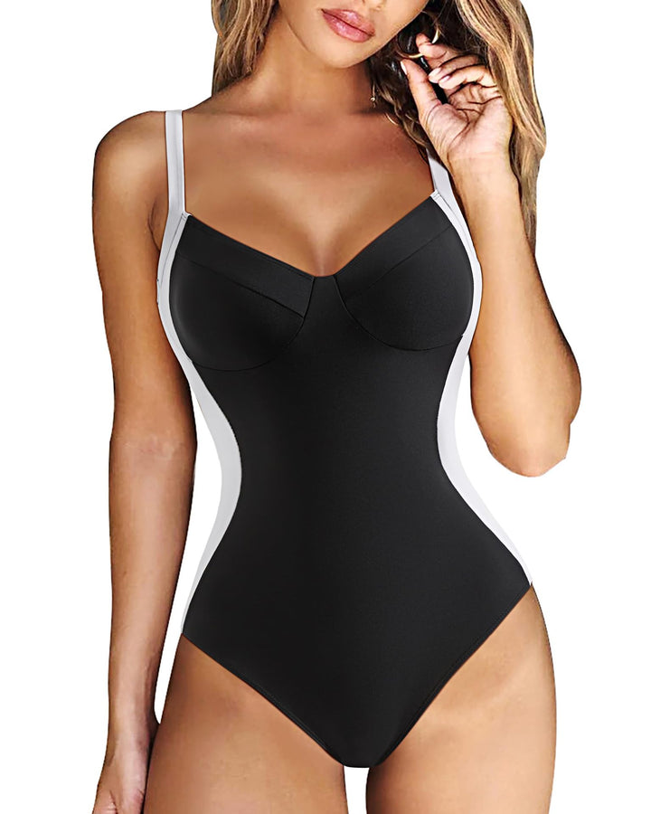 Damen eleganter Badeanzug mit wohltuendem V-Ausschnitt Drune