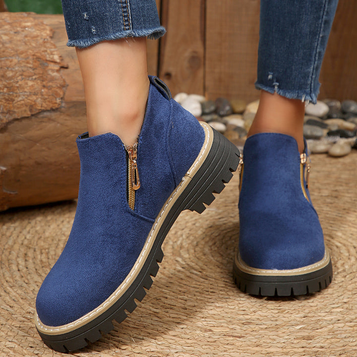 Damen Ankle-Boots mit Profilsohle, seitlichem Reißverschluss und gepolstertem Komfortschaft Drune