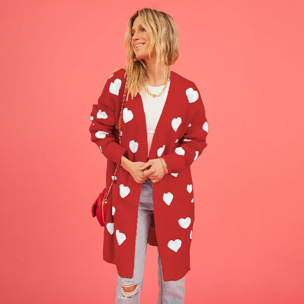 Damen Strickjacke mit Herzmotiv und praktischen Taschen Drune