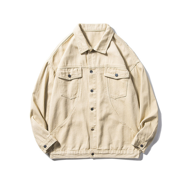 Herren Oversized Canvas Utility-Jacke mit Druckknopffront, aufgesetzten Brusttaschen und Raglanärmeln Drune