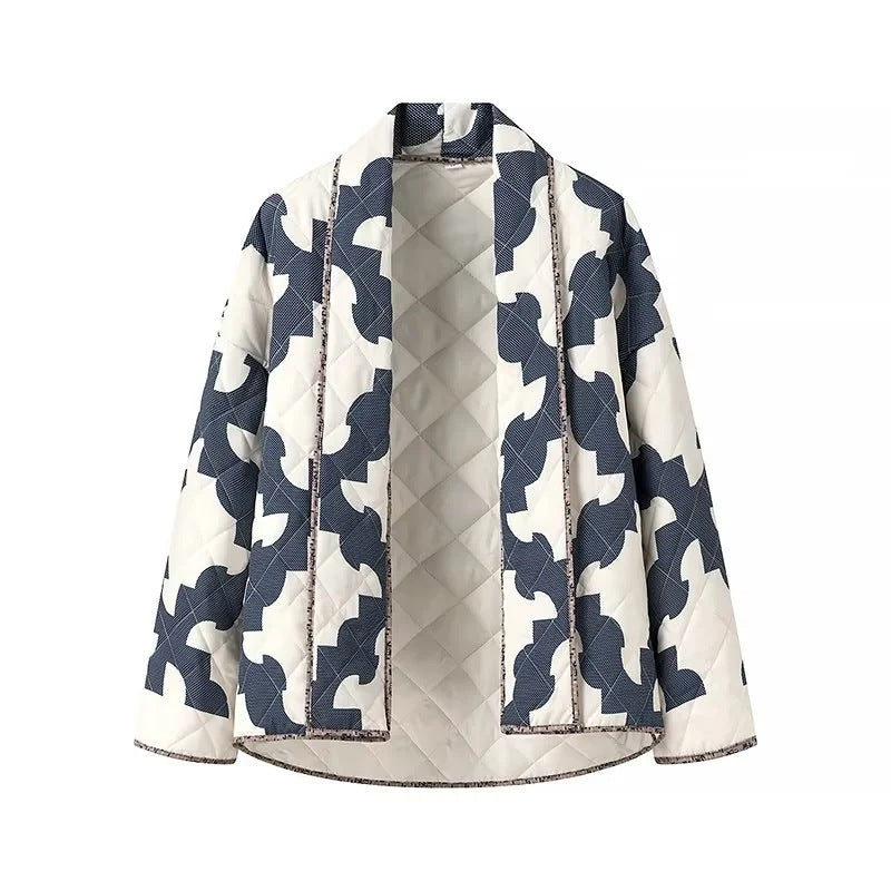 Damen Steppjacke mit modernen geometrischen Mustern und leichtem Material Drune