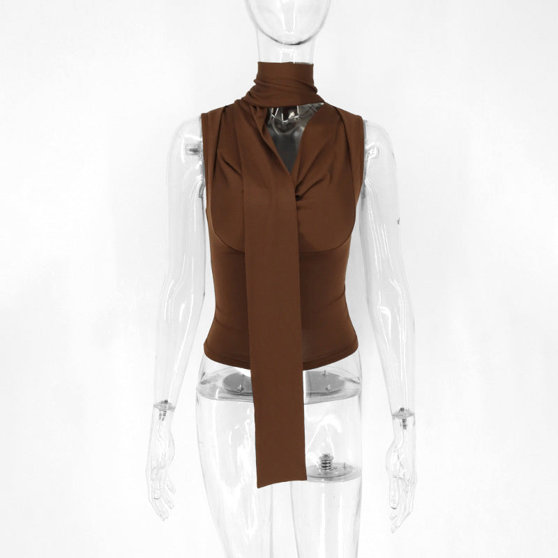 Damen Elegantes Oberteil mit modischem Schal-Design Drune