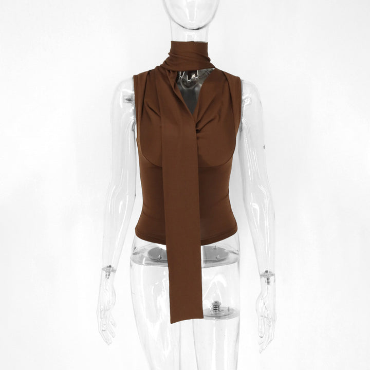 Damen Elegantes Oberteil mit modischem Schal-Design Drune
