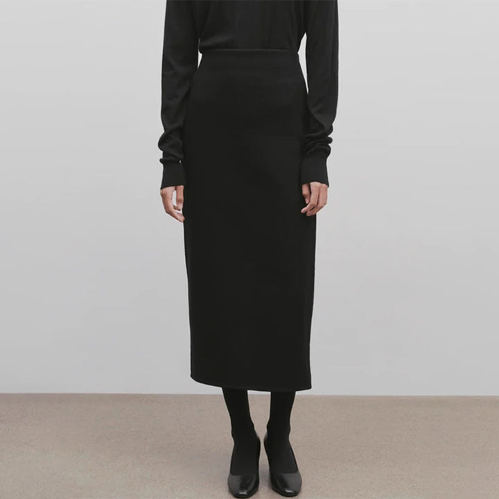 Damen eleganter Maxirock mit hohem Bund und minimalistischer Silhouette Drune