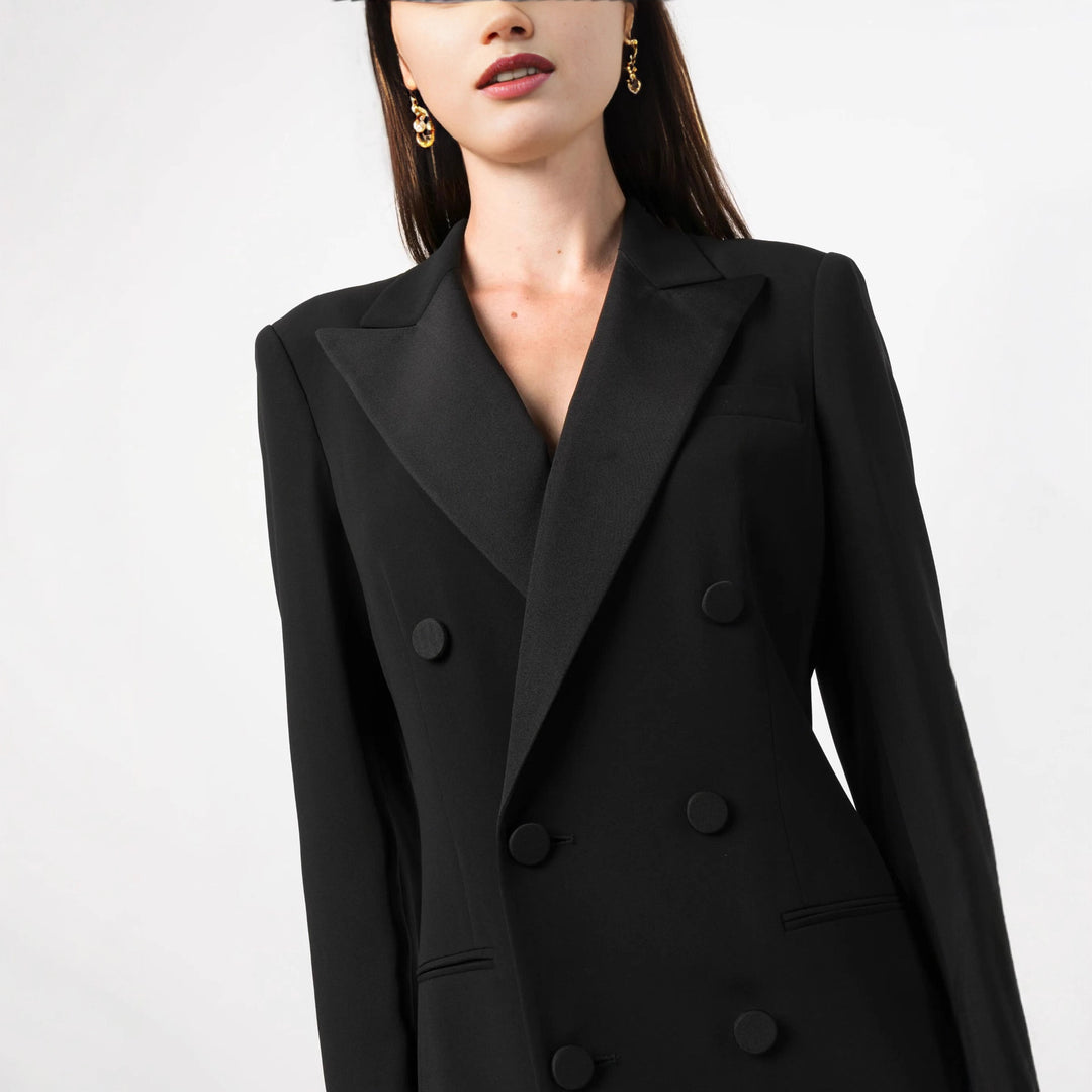 Damen Doppelreihiges Blazerkleid mit Satinrevers Drune