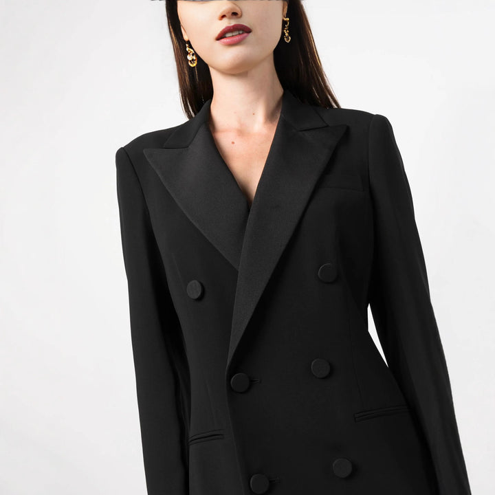 Damen Doppelreihiges Blazerkleid mit Satinrevers Drune