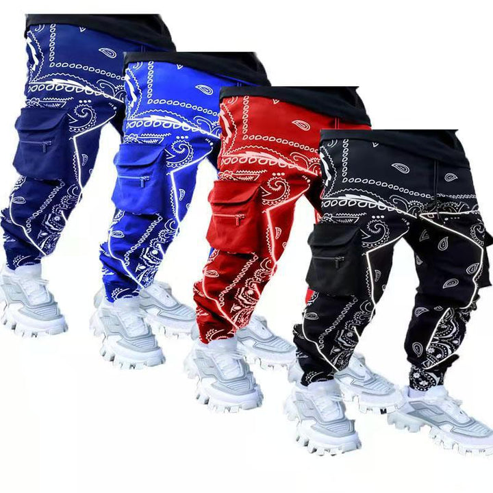 Herren Cargo-Jogginghose mit Bandana-Print, Kordelzug & Mehrfachtaschen Drune