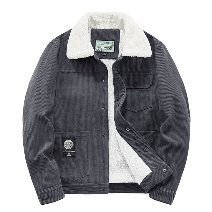 Herren Cordjacke mit Teddyfutter und Druckknopfleiste Drune
